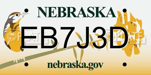 EB7J3D Nebraska License Plate