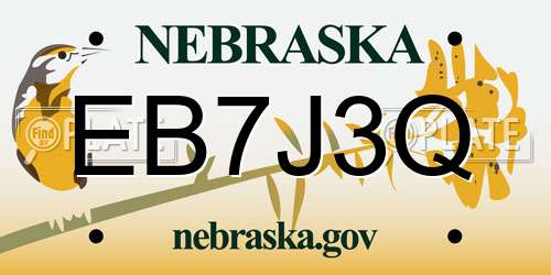 EB7J3Q Nebraska License Plate