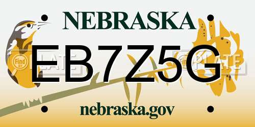 EB7Z5G Nebraska License Plate