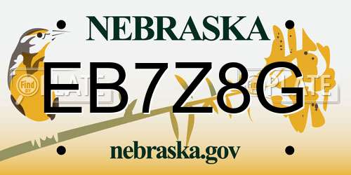 EB7Z8G Nebraska License Plate