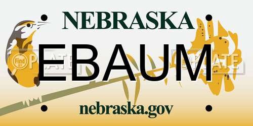 EBAUM Nebraska License Plate