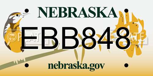 EBB848 Nebraska License Plate
