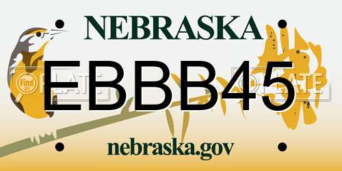 EBBB45 Nebraska License Plate
