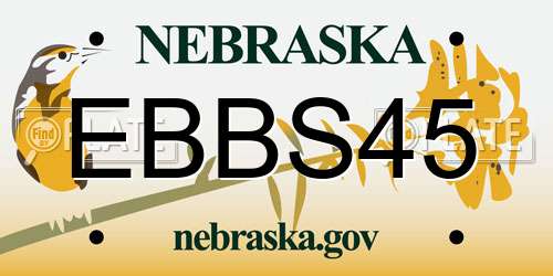 EBBS45 Nebraska License Plate