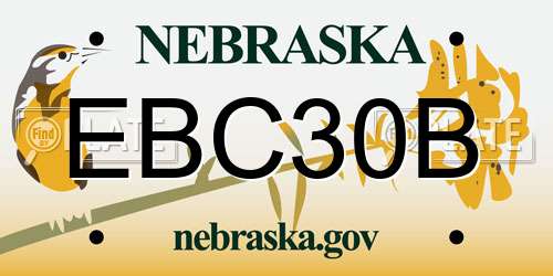 EBC30B Nebraska License Plate