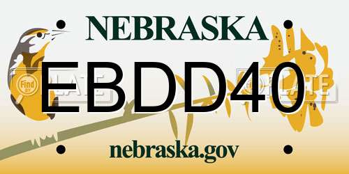 EBDD40 Nebraska License Plate