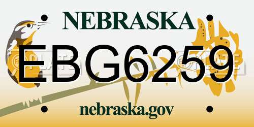 EBG6259 Nebraska License Plate