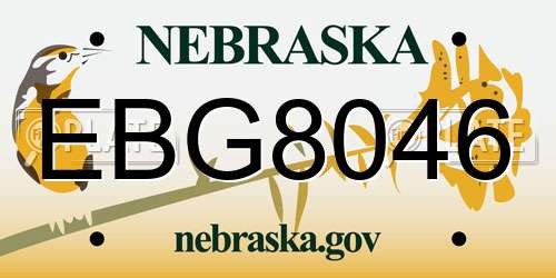 EBG8046 Nebraska License Plate