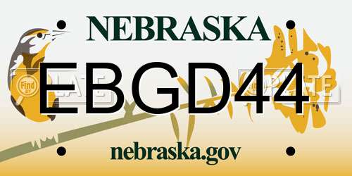 EBGD44 Nebraska License Plate