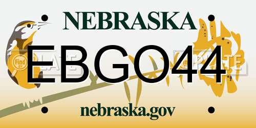 EBGO44 Nebraska License Plate