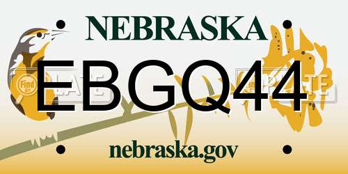 EBGQ44 Nebraska License Plate