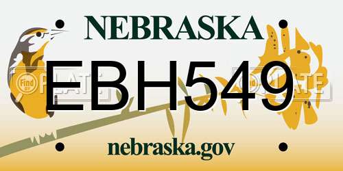 EBH549 Nebraska License Plate