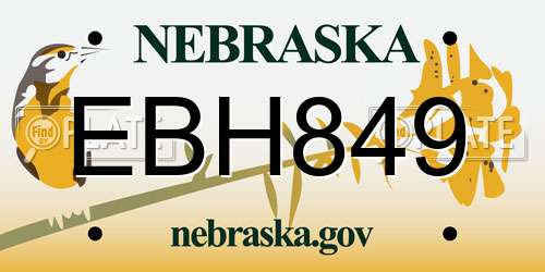 EBH849 Nebraska License Plate