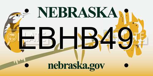 EBHB49 Nebraska License Plate