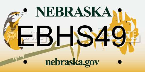 EBHS49 Nebraska License Plate