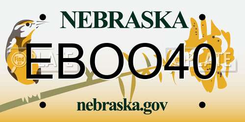 EBOO40 Nebraska License Plate