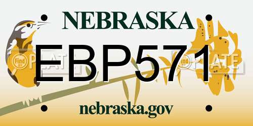 EBP571 Nebraska License Plate