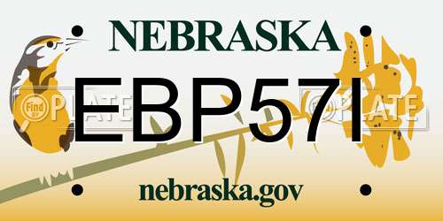 EBP57I Nebraska License Plate