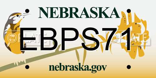 EBPS71 Nebraska License Plate