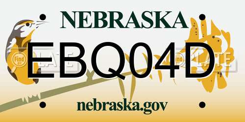 EBQ04D Nebraska License Plate
