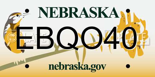 EBQO40 Nebraska License Plate