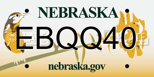 EBQQ40 Nebraska License Plate