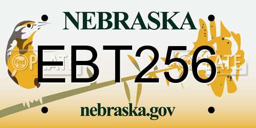 EBT256 Nebraska License Plate
