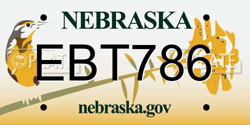 EBT786 Nebraska License Plate