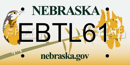 EBTL61 Nebraska License Plate