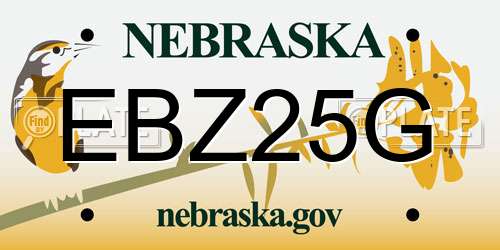 EBZ25G Nebraska License Plate