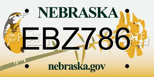 EBZ786 Nebraska License Plate