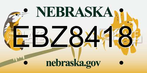 EBZ8418 Nebraska License Plate
