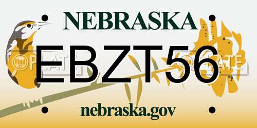 EBZT56 Nebraska License Plate