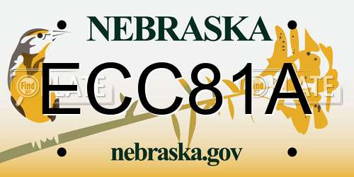 ECC81A Nebraska License Plate