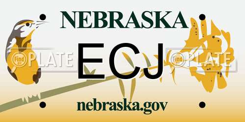 ECJ Nebraska License Plate