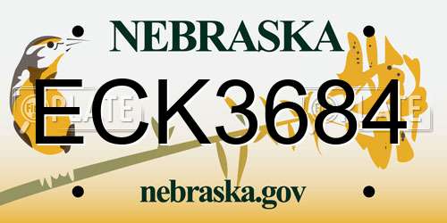 ECK3684 Nebraska License Plate