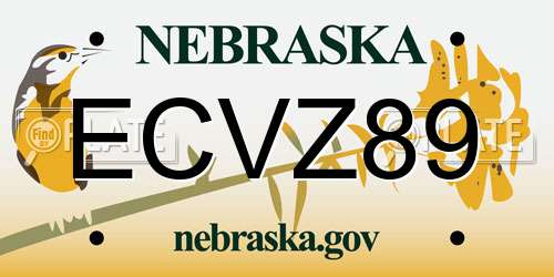 ECVZ89 Nebraska License Plate