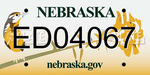 ED04067 Nebraska License Plate