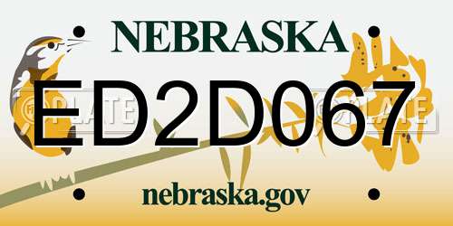 ED2D067 Nebraska License Plate