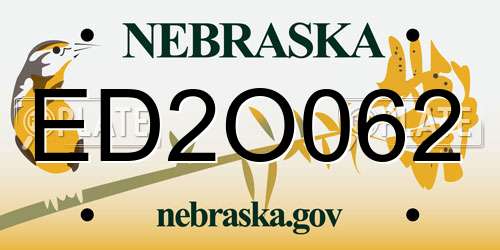 ED2O062 Nebraska License Plate