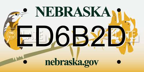 ED6B2D Nebraska License Plate
