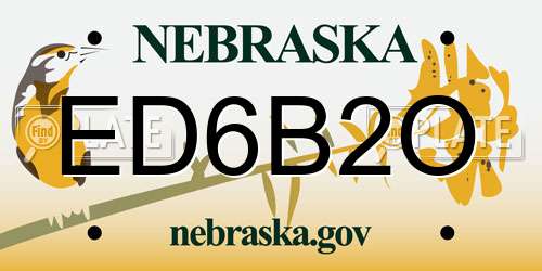 ED6B2O Nebraska License Plate