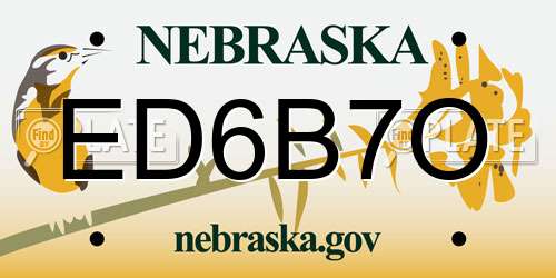 ED6B7O Nebraska License Plate