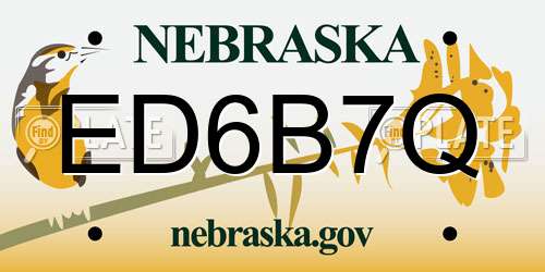ED6B7Q Nebraska License Plate
