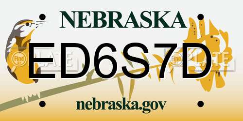 ED6S7D Nebraska License Plate