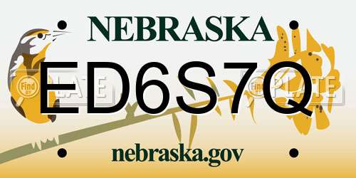 ED6S7Q Nebraska License Plate