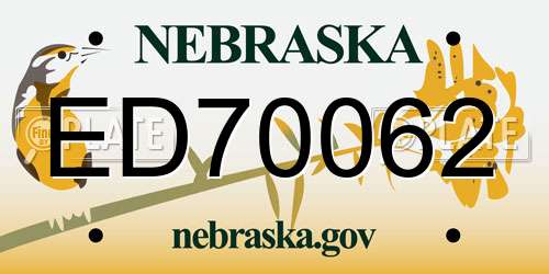 ED70062 Nebraska License Plate