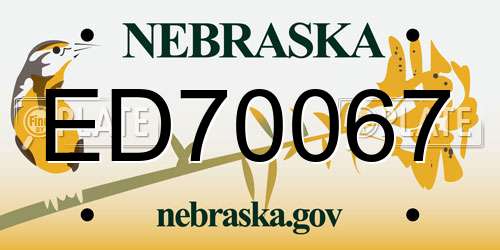 ED70067 Nebraska License Plate
