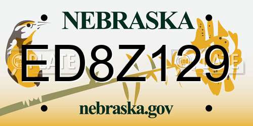 ED8Z129 Nebraska License Plate