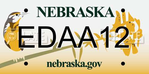 EDAA12 Nebraska License Plate